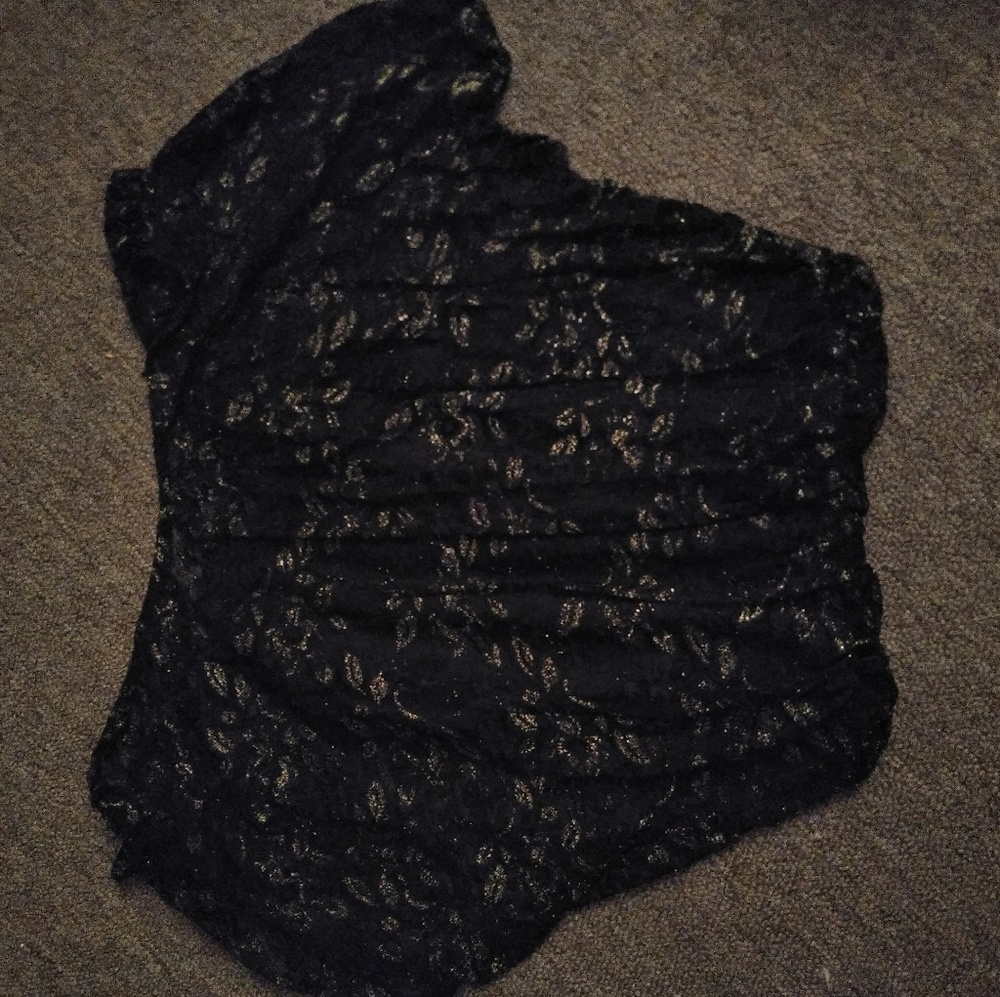 Black and gold off the shoulder blouse